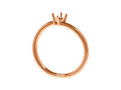 Solitär 4 Krallen Offset Für 3,80 MM Stein, Gewölbter Körper, 18k Rotgold 5n, Ringgröße 57 - Standard Bild - 3