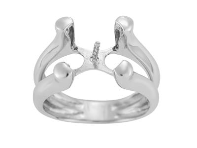 Ring Für Perlen Von 8 Bis 10 Mm, 925er Silber, Rhodiniert. Ref. Bg245 - Standard Bild - 2