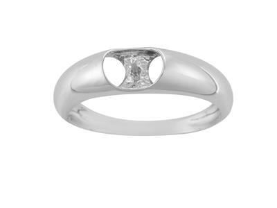 Ring Für Perlen Von 7 Bis 9 Mm, 925er Silber, Rhodiniert. Ref. Bg138, Finger 54 - Standard Bild - 2