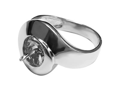 Ring Für Perlen Von 8 Bis 9 Mm, 925er Silber, Rhodiniert. Ref. Bg159 - Standard Bild - 1