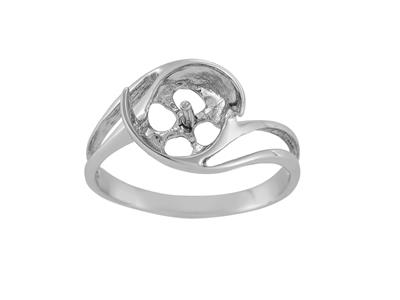 Ring Für Perlen Von 9 Bis 10 Mm, 925er Silber, Rhodiniert. Ref. Bg117 - Standard Bild - 2