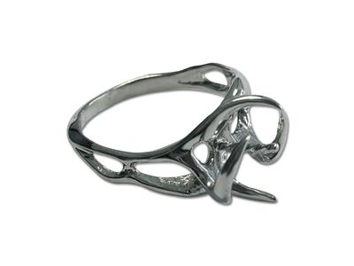 Ring Für Perlen Von 9 Bis 10 Mm, 925er Silber, Rhodiniert. Ref. Bg041 - Standard Bild - 2