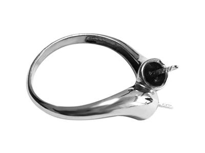 Ring Für Perlen Von 8 Bis 10 Mm, 925er Silber, Rhodiniert. Ref. Bg34 - Standard Bild - 2