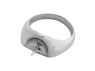 Ring Für Perlen Von 8 Bis 10 Mm, 925er Silber, Rhodiniert. Ref. Bg38 - Standard Bild - 3