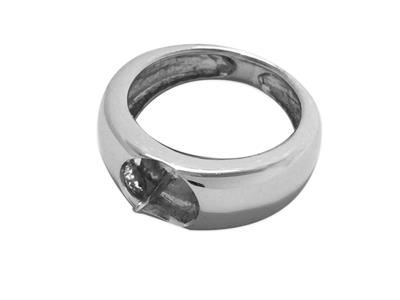 Ring Für Perle 10 Mm, Rhodiniertes 925er Silber. Ref. Bg113