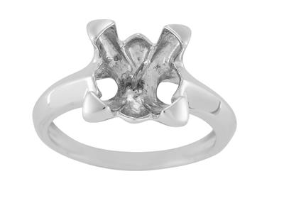 Ring Für Perle 10 Mm, Rhodiniertes 925er Silber. Ref. Bg154 - Standard Bild - 2