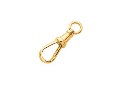 Drehbarer Karabiner Mit Offener Öse23 X 8 Mm, 9 Karat Gelbgold - Standard Bild - 2