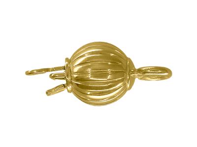 Unverlierbarer Verschluss, 8mm Gerippte Kugel, 18k Gelbgold