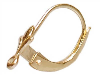 Dormeuse-ohrring Mit Offenem Ring, Lilienmotiv, 18k Gelbgold, Ref. 07437, Pro Stück - Standard Bild - 1