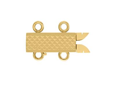 Rechteckige, Guillochierte Schliee10 Mm, 2 Reihen, 18k Gelbgold. Ref . 07112-2