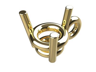 Fassung 3d, 3 Krallen Doppel-sattel Mit Widder Für Einen Runden Stein Von 3 Mm, 18k Gelbgold. Ref. 10310