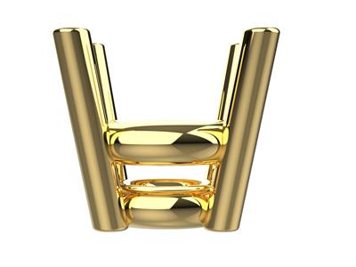 3d-krallenfassung, 4 Doppelzinken Für Runde Steine Von 4 Mm, 18k Gelbgold. Ref. 10400 - Standard Bild - 2