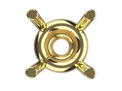 3d-krallenfassung, 4 Doppelzinken Für Runde Steine Von 4 Mm, 18k Gelbgold. Ref. 10400 - Standard Bild - 3