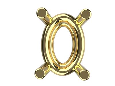 3d-krallenfassung, 4 Krappen Mit Doppelter Fassung Für Ovalen Stein 6 X 4 Mm, 18k Gelbgold. Ref. 10450 - Standard Bild - 3