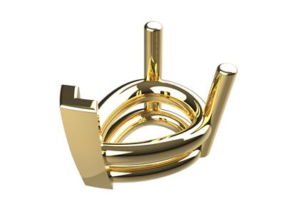 3d-fassung, 3 Krappen Mit Doppelbügel Für 6 X 5 MM Birnenstein, 18 Karat Gelbgold. Ref. 10350