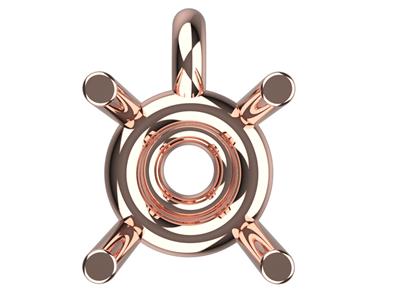 3d-fassung, 4 Krappen Mit Doppeltemknebel Und Anhängeröse Für Einen R Unden Stein Von 6 Mm, 18k Rotgold. 10410 - Standard Bild - 3
