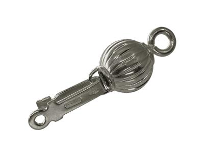 Unverlierbarer Verschluss, Geriffelte Kugel 8mm, 18k Weißgold Pd 6,5 - Standard Bild - 3
