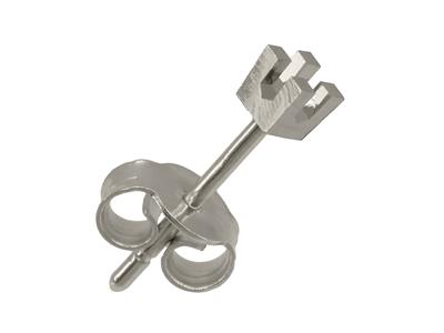 Ohrring Fertig Zum Einfassen 4 Quadratische Krappen, Für Stein Von 1,30mm, 18k Weißgold Rhodiniert, Pro S - Standard Bild - 1
