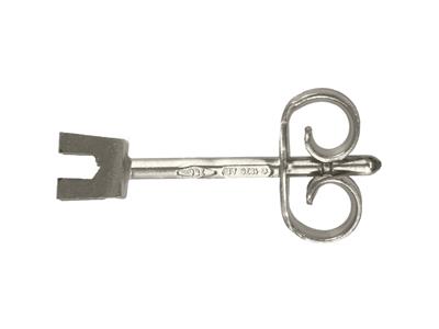 Ohrring Fertig Zum Einfassen 4 Quadratische Krappen, Für Stein Von 1,30mm, 18k Weißgold Rhodiniert, Pro S - Standard Bild - 2