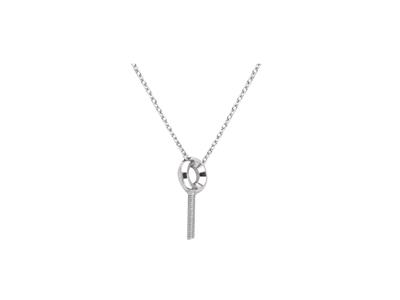 For\at-maschenhalskette, Mit Perlenstange Und Fassung Für Stein Von 0,05 Ct, 41+3 Cm, 18 Karat Weißgold - Standard Bild - 2