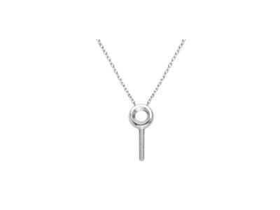 For\at-maschenhalskette, Mit Perlenstange Und Fassung Für Stein Von 0,05 Ct, 41+3 Cm, 18 Karat Weißgold - Standard Bild - 3