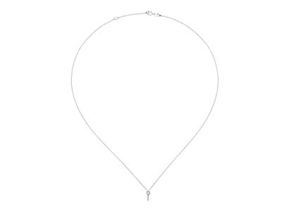 Halskette Forçat, Mit Stangenhalterung Für Perle Und Chaton Für Stein Von 0,03 Ct, 45 Cm, 18k Weigold