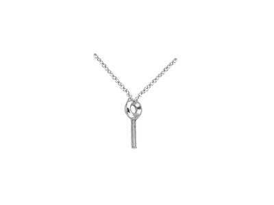 For\at-maschenhalskette, Mit Stabhalterung Für Perle Und Fassung Für Stein Von 0,03 Ct, 45 Cm, 18k Weißgo - Standard Bild - 2