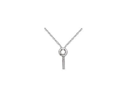 For\at-maschenhalskette, Mit Stabhalterung Für Perle Und Fassung Für Stein Von 0,03 Ct, 45 Cm, 18k Weißgo - Standard Bild - 3