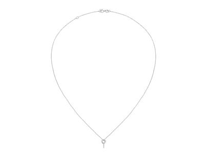 Forçat-maschenhalskette, Mit Stangenhalterung Für Perle Und Chaton Für Stein Von 0,10 Ct, 423 Cm, 18k Weigold