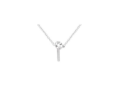 Kette Aus For\at-mesh, Mit 5 Stäbchenhaltern Für Perlen Und 5 Fassungen Für Steine Von 0,01 Ct, 42+3 Cm, K Weißgold - Standard Bild - 2
