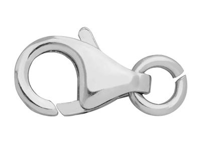 Gewölbter, Geprägter Karabinerverschluss Mit Freiem Ring 11 Mm, 18k Weigold, Rhodiniert. Ref. 17028