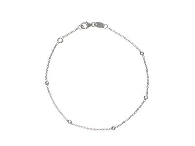 Armband Mit Runder Ankerkette, Für 5 Steine Von 1,30 Mm, 17,5+1 Cm, 18k Weißgold Rhodiniert - Standard Bild - 2