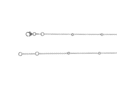 Armband Mit Runder Ankerkette, Für 5 Steine Von 1,30 Mm, 17,5+1 Cm, 18k Weißgold Rhodiniert - Standard Bild - 3