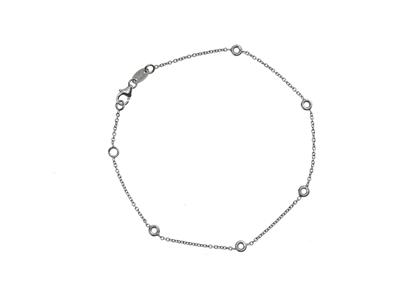 Armband Zum Fassen Runder For\at-masche, Für 5 Steine Von 1,90 Mm, 17,5+1cm, 18k Weißgold Rhodiniert - Standard Bild - 2