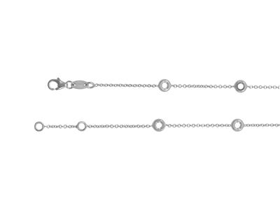 Armband Zum Fassen Runder For\at-masche, Für 5 Steine Von 2,40 Mm, 17,5+1 Cm, 18k Weißgold Rhodiniert - Standard Bild - 2
