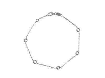 Armband Zum Fassen Runder For\at-masche, Für 5 Steine Von 2,40 Mm, 17,5+1 Cm, 18k Weißgold Rhodiniert - Standard Bild - 3