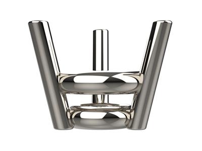 3d-fassung, 3 Krappen Mit Doppelterbasis Für Runde Steine Von 4,20 MM , 18 Karat Weißgold Pd13. Ref. 1030 - Standard Bild - 2