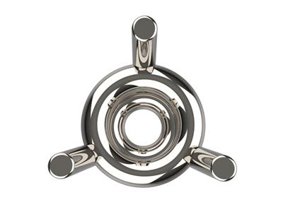 3d-fassung, 3 Krappen Mit Doppelterbasis Für Runde Steine Von 4,20 MM , 18 Karat Weißgold Pd13. Ref. 1030 - Standard Bild - 3