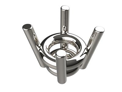 3d-fassung, 4 Doppelkrappen Für Runde Steine Von 4,60 Mm, 18 Karat Weigold Pd13. Ref. 10400
