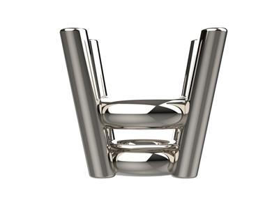 3d-fassung, 4 Doppelkrappen Für Runde Steine Von 4,60 Mm, 18 Karat Weißgold Pd13. Ref. 10400 - Standard Bild - 3