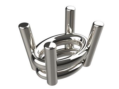 3d-fassung, 4 Doppelte Krappen Für Ovalen Stein 8 X 6 Mm, 18k Weigoldpd13. Ref. 10450