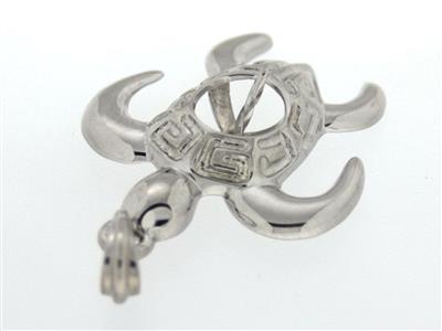 Turtle Pendant Für Perlen Von 7 Bis9 Mm, Rhodiniertes 925er Silber. R Ef. Pe103 - Standard Bild - 2