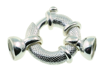 Maritimer Ring Mit glocken-endstücken In Strukturierter Optik, 16 Mm, 925er Silber. Ref. 27096 15mm