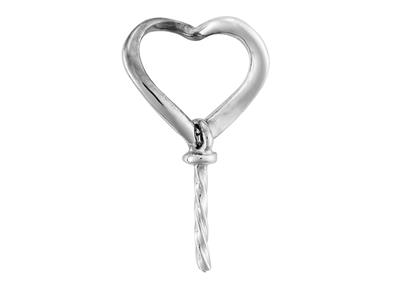 Herz Trapez Für Perlen Von 8 Bis 10 Mm, 925er Silber, Rhodiniert. Ref. Be128 - Standard Bild - 1
