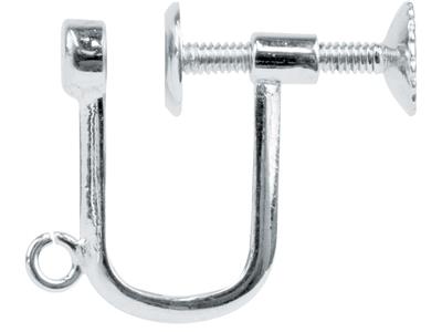 Ohrschraube Aus Sterlingsilber Für Schmuckträger Ohne Ohrlöcher, Tropfenfassung, Flacher Ohrstecker Mit Offenem Ring, 3 mm - Standard Bild - 1