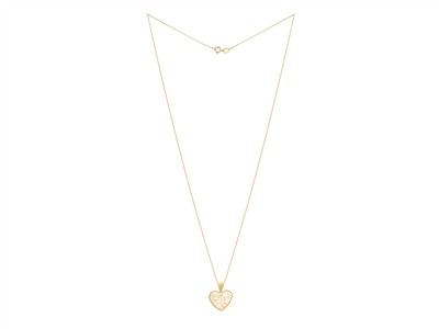Kette Motiv Herz Filigran 14 X 16 MM Auf For\at-rundglieder Massiv 0,60 Mm, Gelbgold 14 Kt - Standard Bild - 2