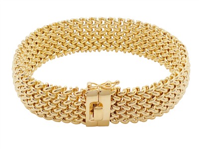 Armband Russische Glieder Hohl 15 Mm, 19 Cm, Gelbgold 14 Kt - Standard Bild - 2