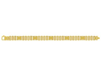 Herrenarmband Mit Quadratischen Maschen Und Platten 10 Mm, Satiniertpoliert, 21 Cm, 18k Gelbgold