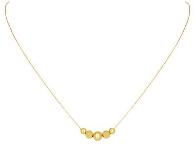 Halskette Polierte Satin-kugeln 4,5 Und 6 MM An Einer Kette, 45 Cm, 18k Gelbgold - Standard Bild - 1