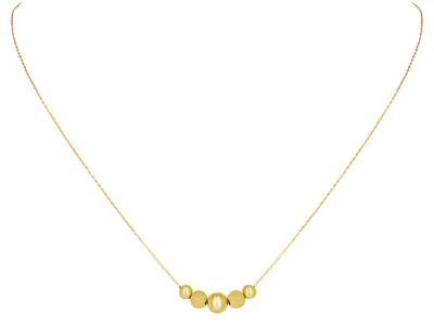 Halskette Polierte Satin-kugeln 4,5 Und 6 MM An Einer Kette, 45 Cm, 18k Gelbgold - Standard Bild - 1